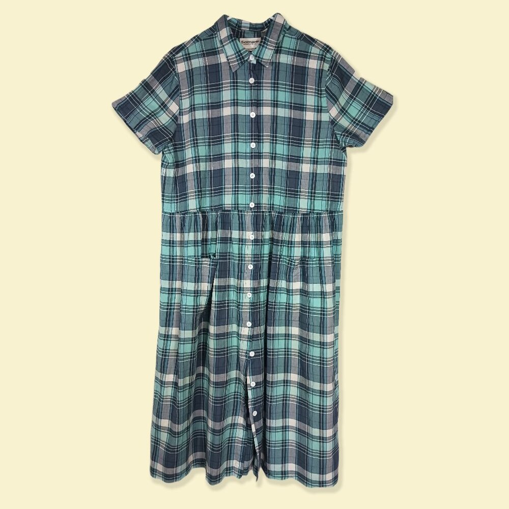 Serengeti 100% Cotton Plaid Shirt Dress, Button-down Size XL